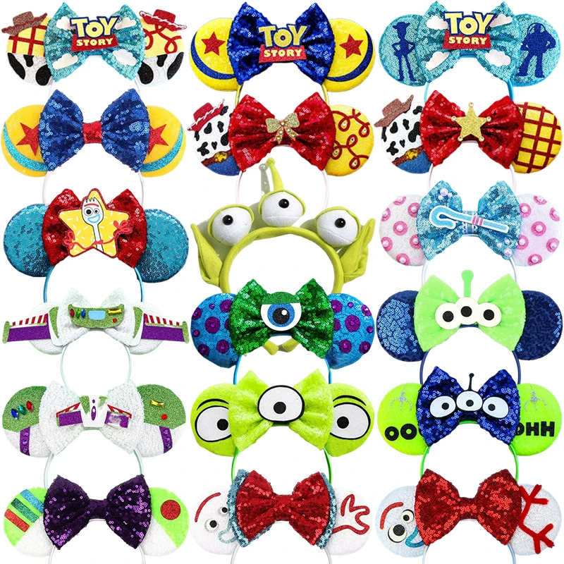 Top Trends: Disney Toy Story Ears Headbands Girl Cosplay Woody Buzz Lightyear Hairband Kid Sequins Bow Headwear Women Alien Hair Accessories Shoppable Styles