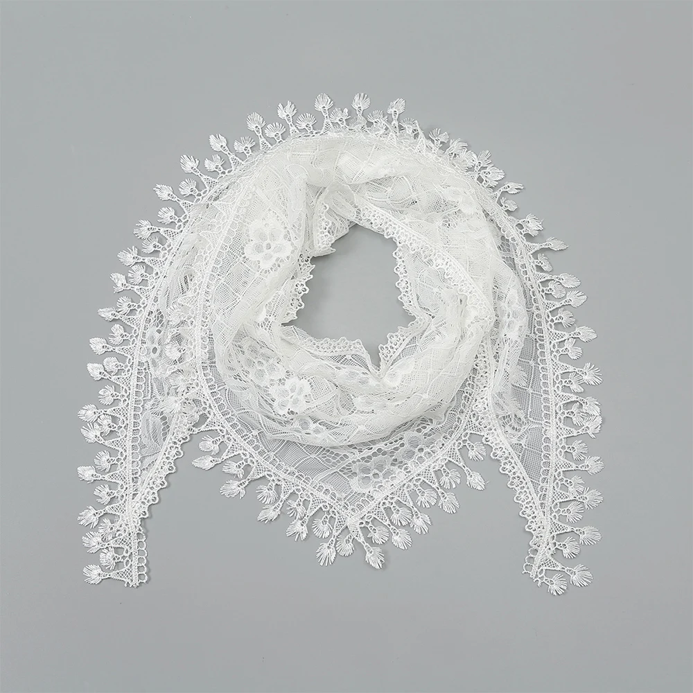 Top Trends: Fashion Church Shawl Lace Veil Polyester Scarf Bandana Church Prayer Wedding Mantilla Chapel White Embroidered Hijab Women Scarf Shoppable Styles - Image 6