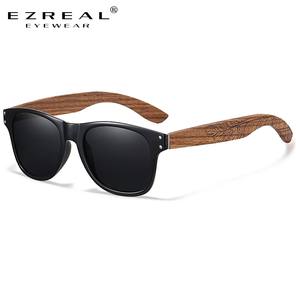 Top Trends: EZREAL Natural Wooden Sunglasses Men Polarized Fashion Sun Glasses Original Wood Black 8001 Shoppable Styles