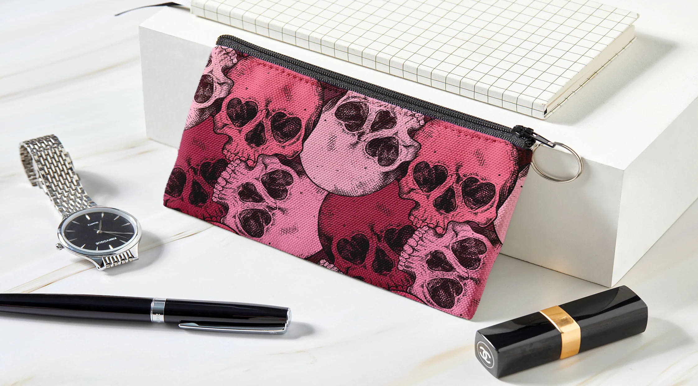 Top Trends: Personalized Fun Skull Coin Purse Mini Portable Small Item Storage Bag Ladies Simple Cosmetics Storage Small Canvas Bag Shoppable Styles - Image 2