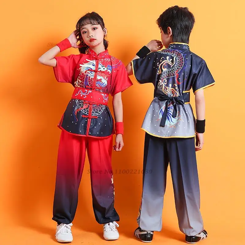 Top Trends: 2024 Chinese Children Tai Chi Wushu Clothing Dragon Print Martial Arts Suit Kung Fu Uniform Wing Chun Shaolin Chinese Kungfu Set Shoppable Styles