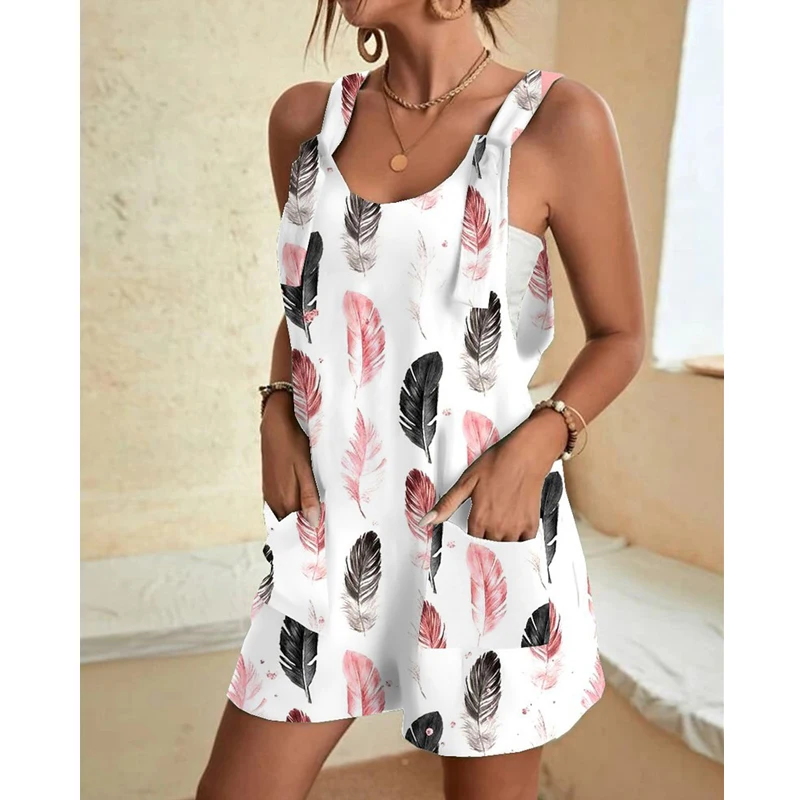 Top Trends: Women Y2K Casual Streetwear Loose Jumpsuit Shorts Summer Trendy Sexy Sleeveless Pockets Beach Romper Print Overalls Ropa Outfits Shoppable Styles - Image 5