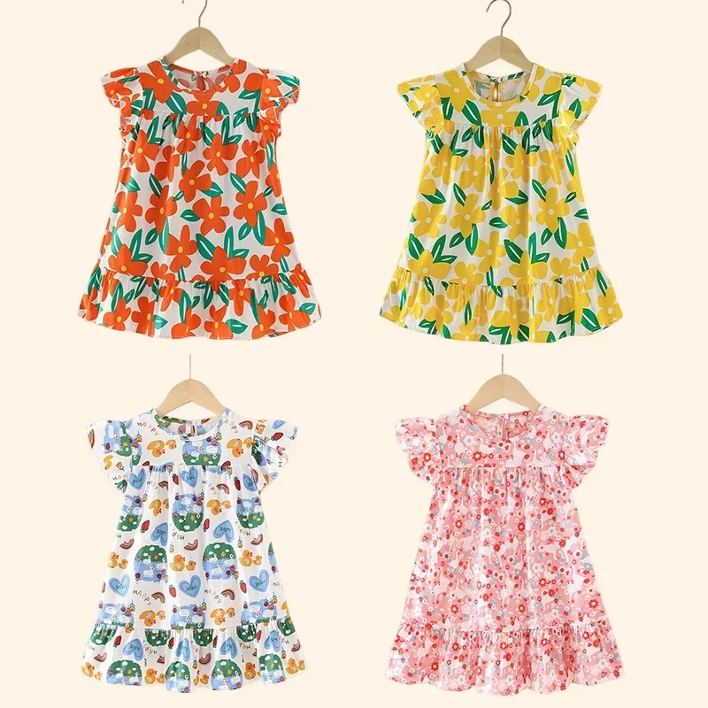 Top Trends: Girl Dresses100% Cotton Children's Clothing Summer Kids Clothes Girls Party Princess Fashion Outfit Flower Pattern Beach Dresses Shoppable Styles