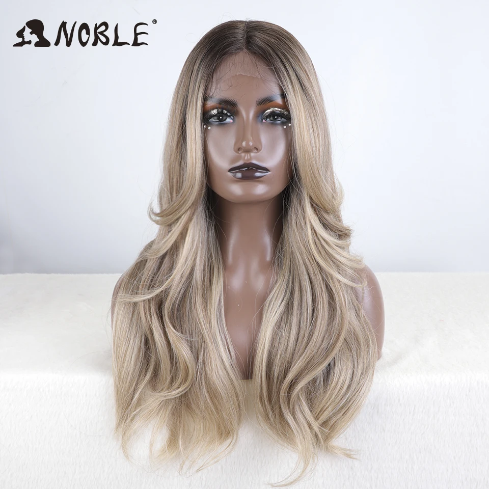 Top Trends: Noble Cosplay Lace Front Wig Synthetic 24“ Highlight Honey Brown Body Wave Wig Blonde Wigs For Women Lace Wig Lace Front Wig Shoppable Styles