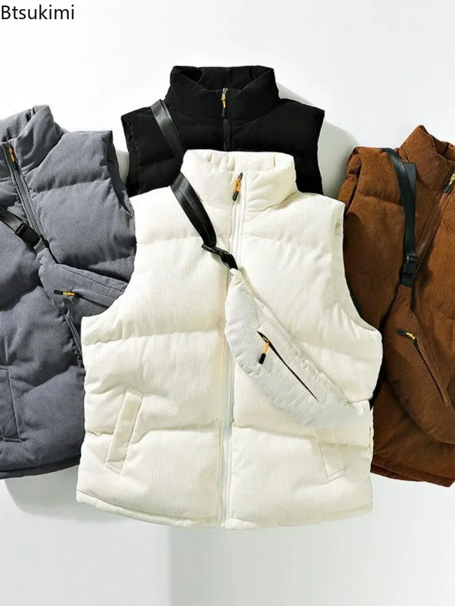 Top Trends: New 2024 Men's Thick Warm Casual Vests Coats Autumn Winter Solid Students Youth Simple Sleeveless Top Vest Jackets Warm Vest Men Shoppable Styles - Image 5