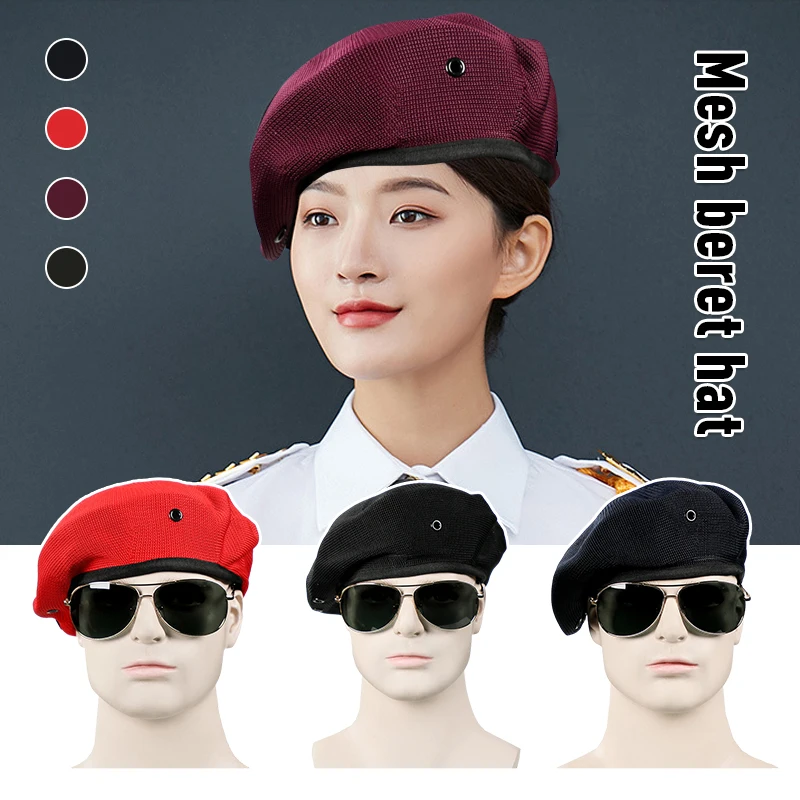 Top Trends: Unisex Adjustable Beret Cap Breathable Security Hat Military Army Soldier Uniform Cap Sailors Dance Performance Hat Shoppable Styles