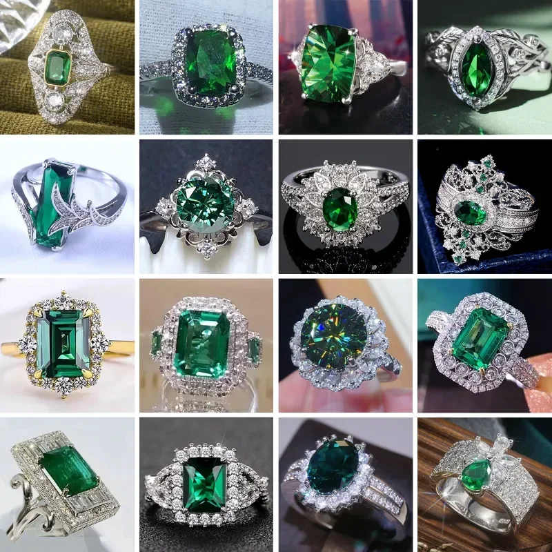 Top Trends: Luxury Fashion Dark Green Zirconia Crystal Ring For Women Personalized Jewelry Gifts For Engagement / Wedding / Anniversary Party Shoppable Styles