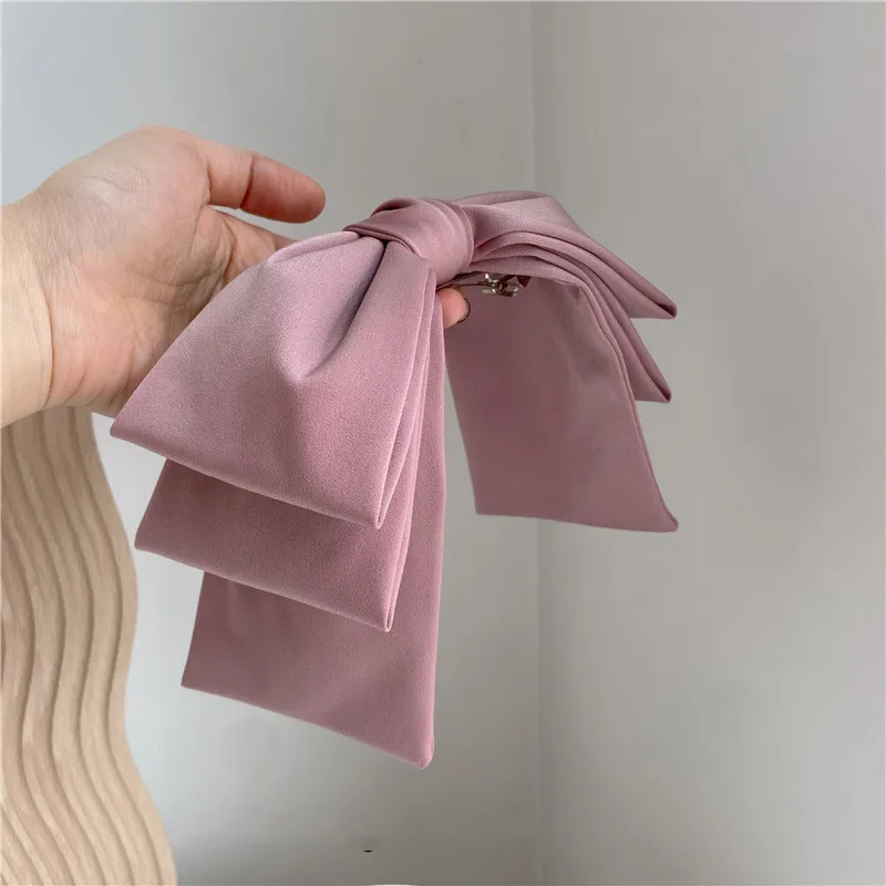 Top Trends: New Fashion High Quatity Satin Big Bow Hairpins Popular Hair Clip Women Sweet Solid Three-layer Bow Drape Hairgrip Accessories Shoppable Styles