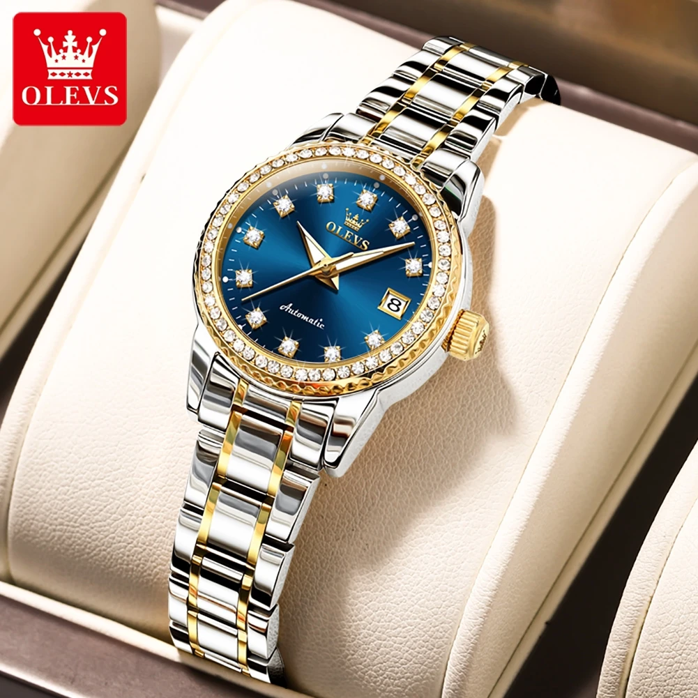 Top Trends: OLEVS 2023 New Luxury Diamond Dial Mechanical Watch For Women Fashion Elegant Ladies Dress Bracelet Automatic Wristwatches Women Shoppable Styles