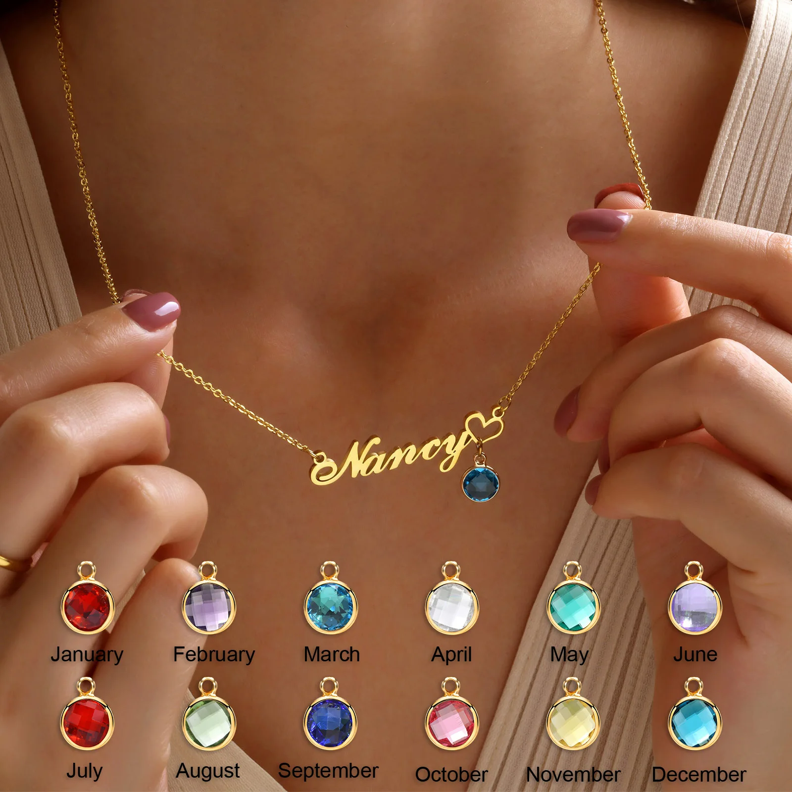 Top Trends: Womens Name Necklaces Pendant With Birthstone, Customized Any Name, Personalized Birthday Gift Shoppable Styles