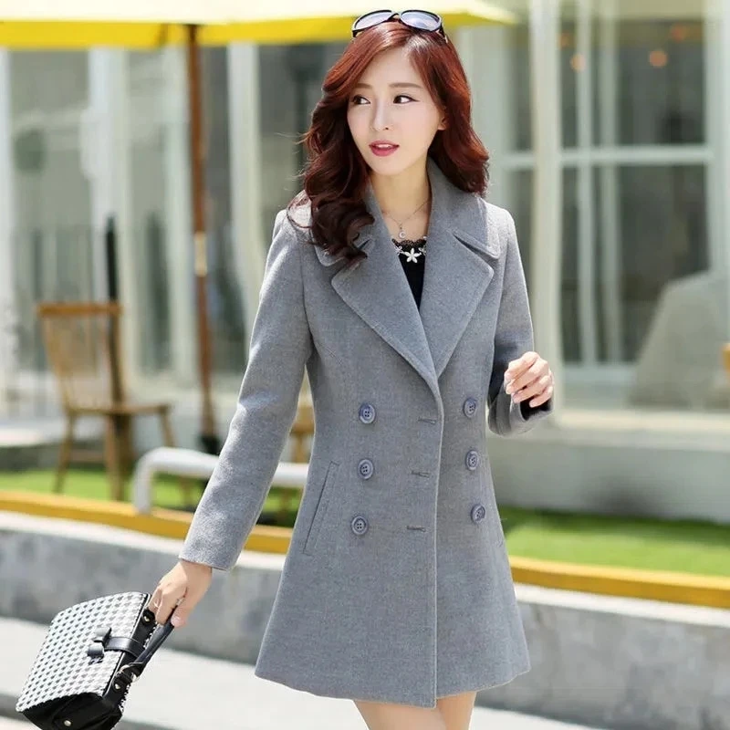 Top Trends: Fashion 2023 Winter Jacket Womens Wool Coat Solid Double Breasted Woolen Korean Slim Female Jacket Elegant Loose Outerwear Shoppable Styles