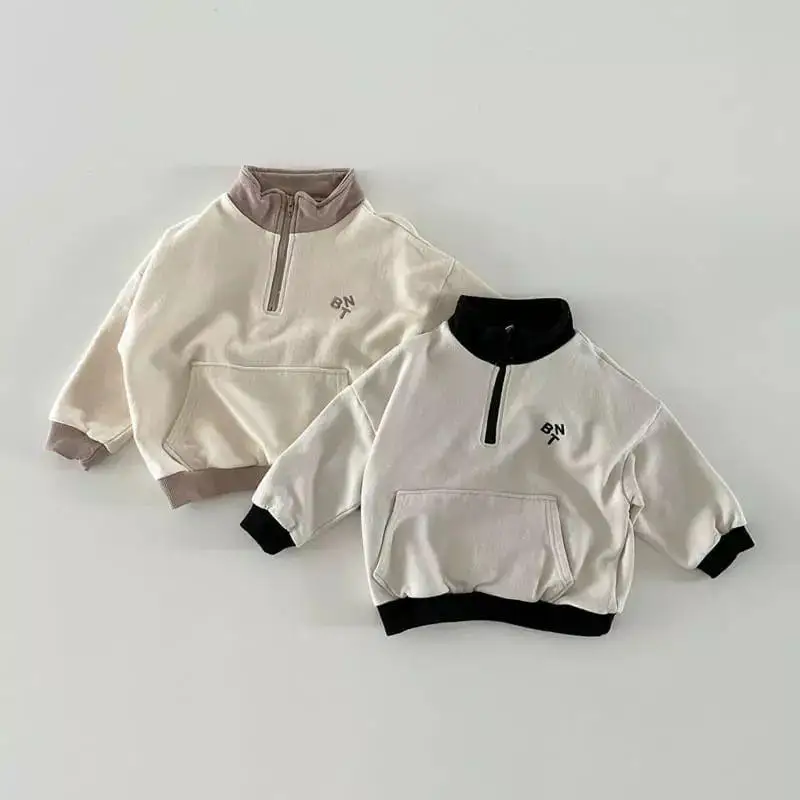 Top Trends: 2023 Autumn New Baby Long Sleeve Letter Sweatshirt Cotton Boys Girls Pullover Children Casual Sweatshirt Infant Zipper Tops Shoppable Styles