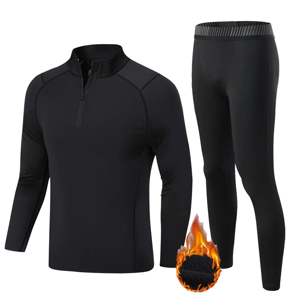 Top Trends: Winter Fleece Thermal Underwear Suit Men Fitness Clothing Long Shirt Leggings Warm Base Layer Sport Suit Compression Sportswear Shoppable Styles