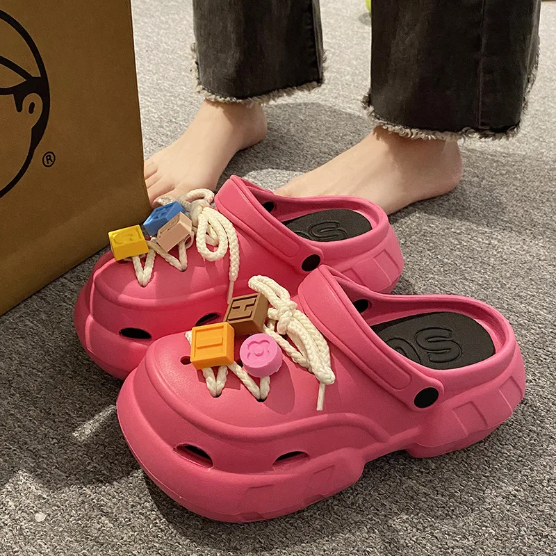 Top Trends: Summer Women&#039;s Hole Shoes Anti Slip Comfortable Home Slippers 2024 New Fashion Thick Sole Beach Sandals Women&#039;s Garden Shoes Shoppable Styles