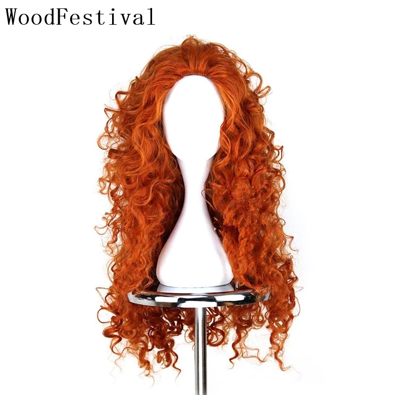 Top Trends: WoodFestival Synthetic Hair Party Wigs For Women Curly Cosplay Wig Orange Long Anime Girl Halloween Female Movie Brave Shoppable Styles