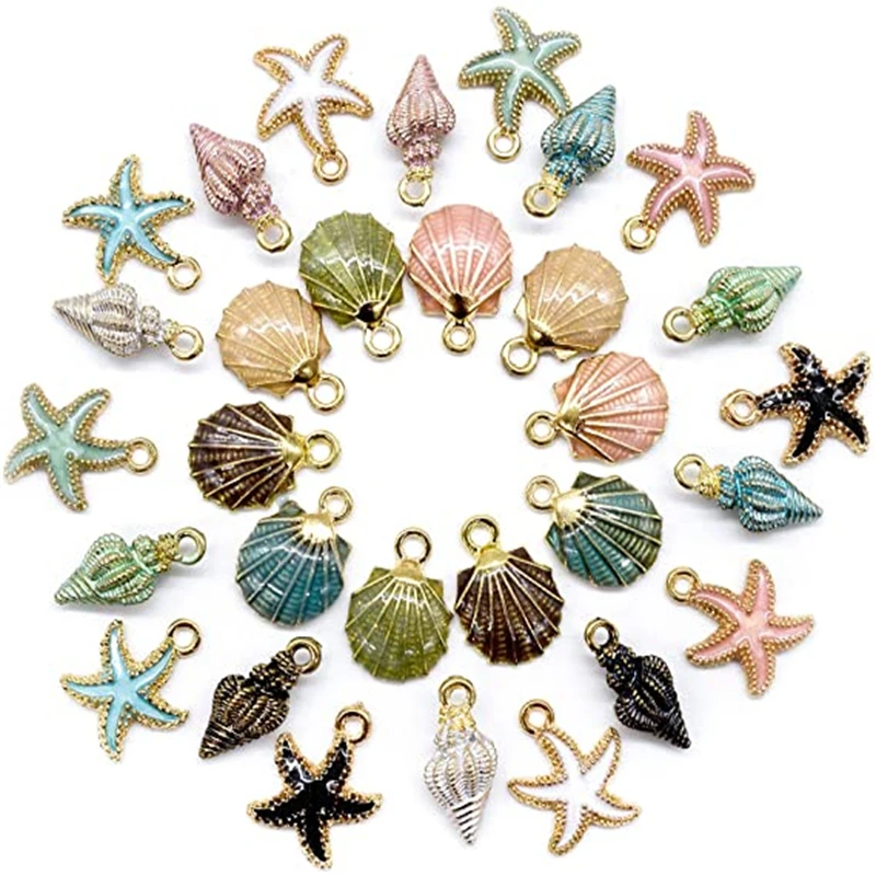 Top Trends: 10pcs Sea Shell Seashell Starfish Charms Pendants For DIY Crafting Anklet Bracelet Jewelry Making Accessories Supplies Handmade Shoppable Styles