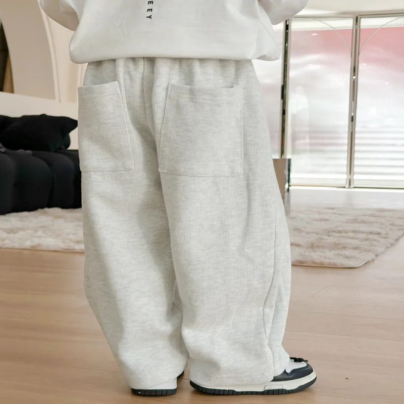 Top Trends: Autumn Kids Pants Children Solid Color Loose Wide Leg Pants Boys Soft All-match Straight Sweatpants Shoppable Styles - Image 3