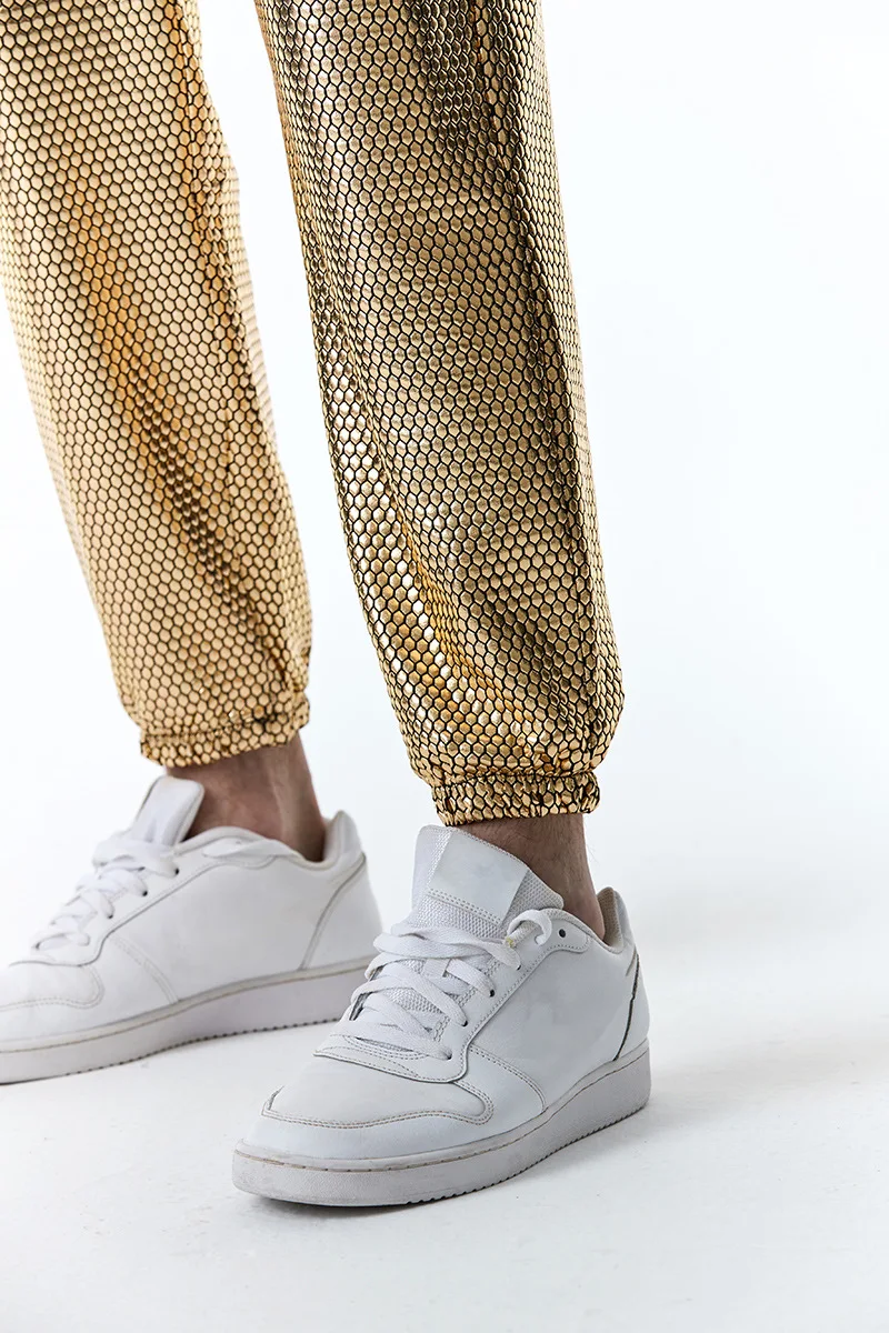 Top Trends: Mens Metallic Shiny Gold Fish Scales Jogger Sweatpants 70s Disco Dance Harem Pants Men Nightclub Stage Party Streetwear Trousers Shoppable Styles - Image 5