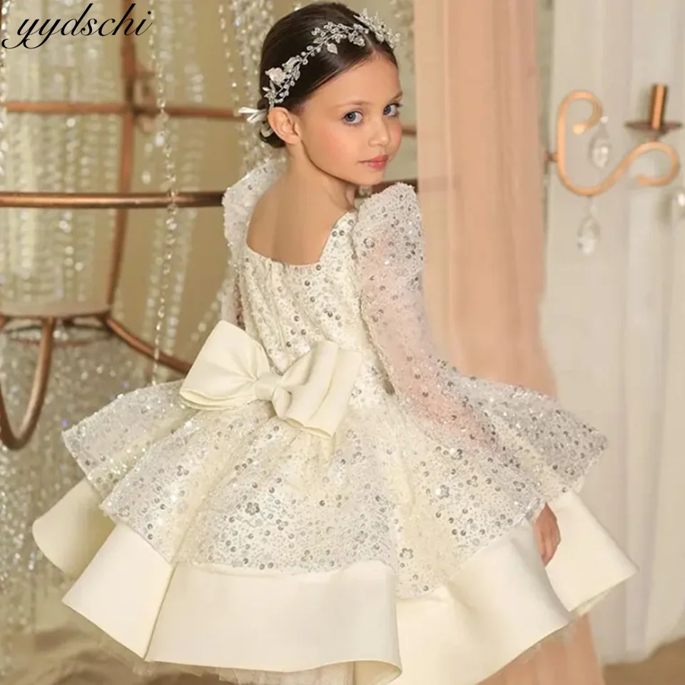 Top Trends: 2023 Ball Gown Kids Satin Dress Bridesmaid Appliques Flower Girl Wedding Dress Birthday Evening Party Baby Girls Pageant Dress Shoppable Styles