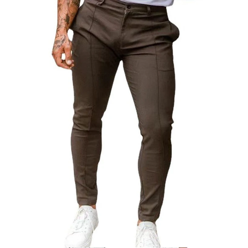 Top Trends: 2023 Spring Autumn New Solid Color Fashion Pencil Pants Man High Street Street Slim Zipper Button Pockets All-match Trousers Shoppable Styles - Image 3