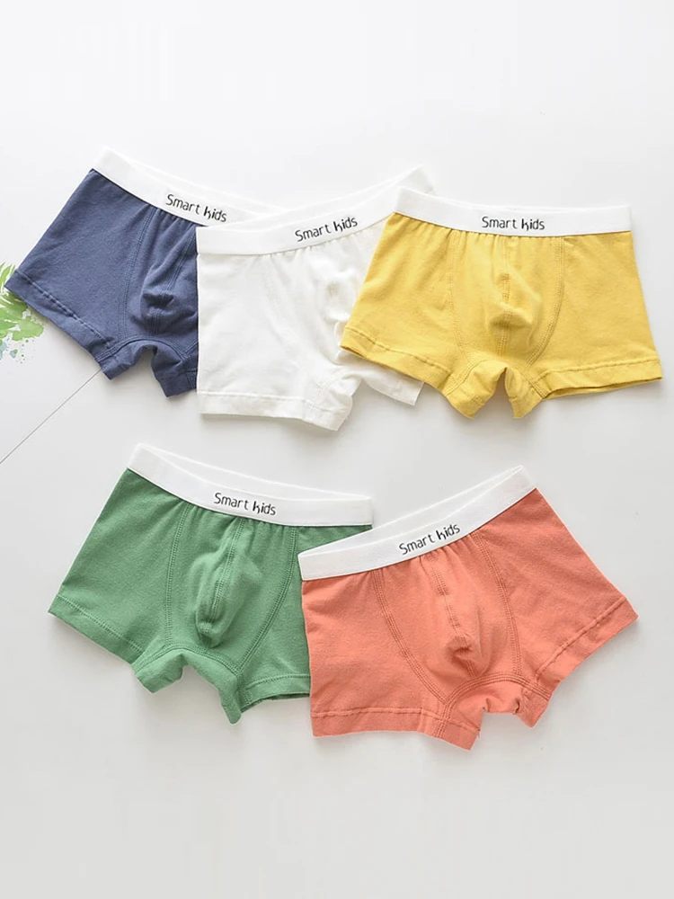 Top Trends: LJMOFA 5pcs 3-12T Kids Boxer Solid Color Classics Boy Underwear Soft Cotton Student Shorts Pants Comfortable Innerwear B168 Shoppable Styles - Image 4