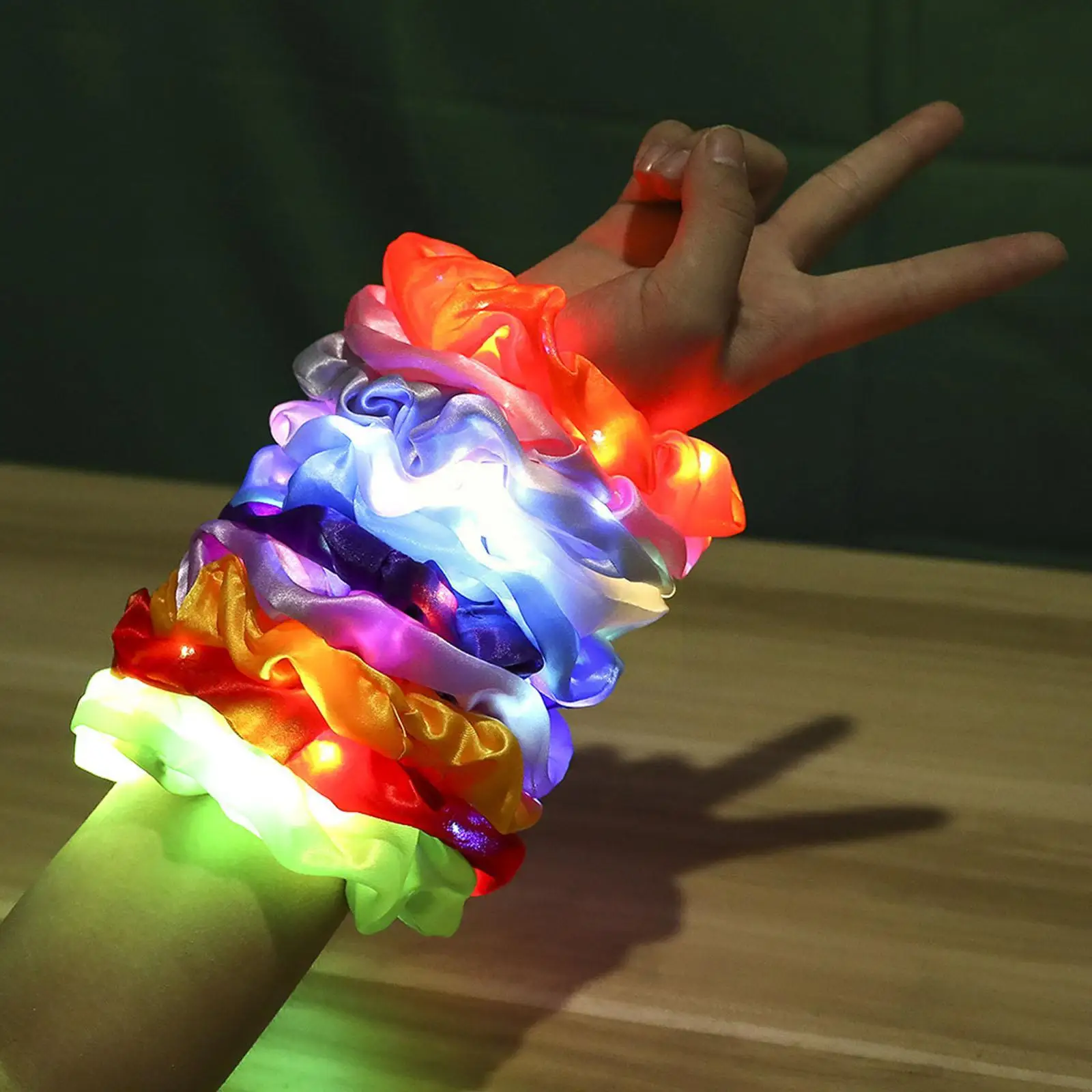 Top Trends: 1pc LED Luminous Large Hair Band LED Light Hair Ties Elastic Ponytail Glowing Hair Hair Scrunchies Party Supplies For Girls Shoppable Styles - Image 4