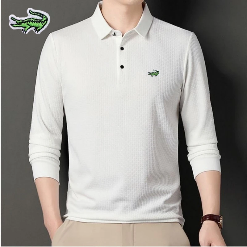 Top Trends: New Men's Embroidery Brand High Quality Knitted Long Sleeve Polo Shirt Four Seasons Casual Fashion Ribbed Long Sleeve Top T-shir Shoppable Styles - Image 2