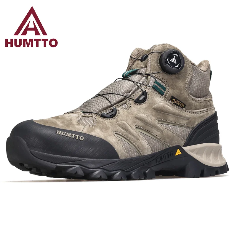 Top Trends: HUMTTO Leather Boots For Men Luxury Designer Hiking Shoes Outdoor Climbing Trekking Sneakers Mens Sports Waterproof Ankle Boots Shoppable Styles