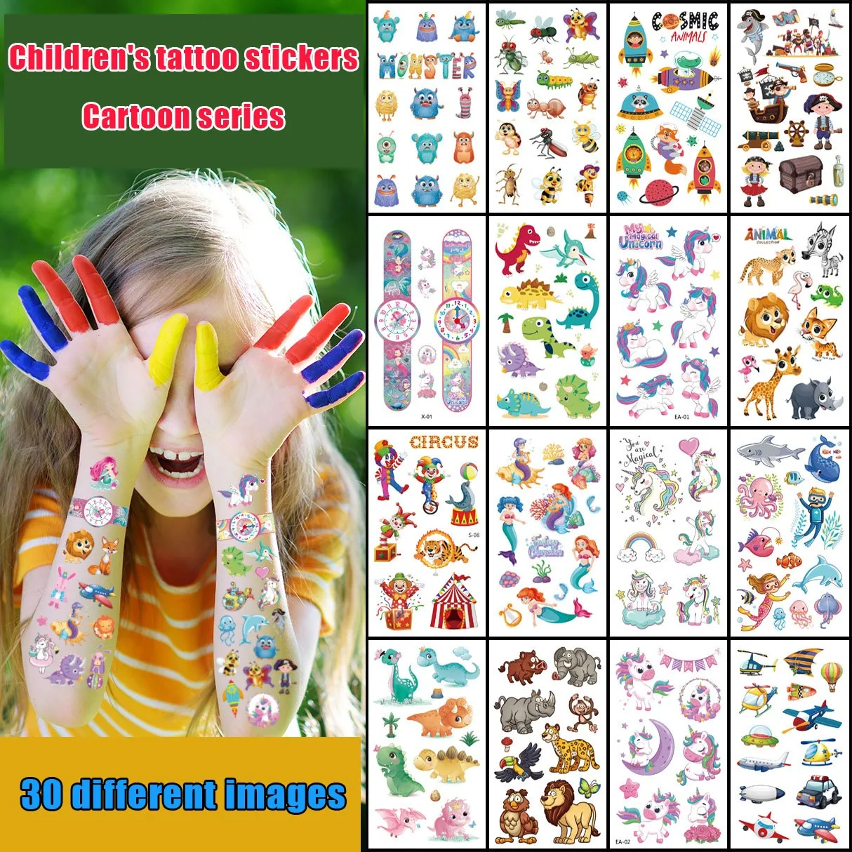 Top Trends: 10 Pack Fake Tattoo Stickers Cartoon Temporary Tattoo Kids Arm DIY Body Art Cartoon Mermaid Unicorn Animal Shoppable Styles