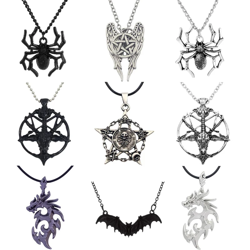 Top Trends: Fashion Steampunk Inverted Pentagram Star God Goat Head Pendant Necklace Satan Satan Mysterious Metal DIY Necklace In Jewelry Shoppable Styles