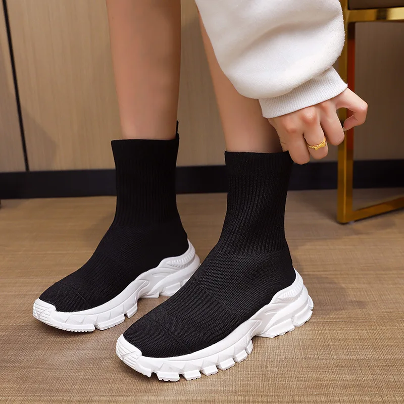 Top Trends: Knit Socks Boots Women Fashion Boots Sports Platform Shoes Chelsea Slip-on Casual Shoes Woman 2022 New Ladies Loafers Sneakers Shoppable Styles