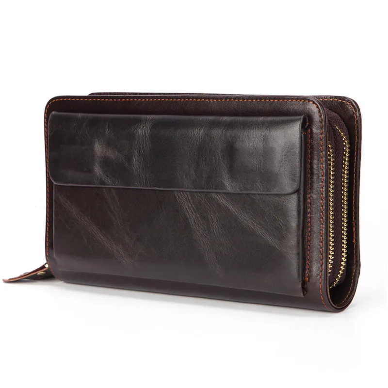 Top Trends: Business Genuine Leather Clutch Wallet Men Long Leather Phone Bag Purse Male Large Size Handy Coin Wallet Card Holder Money Bag Shoppable Styles