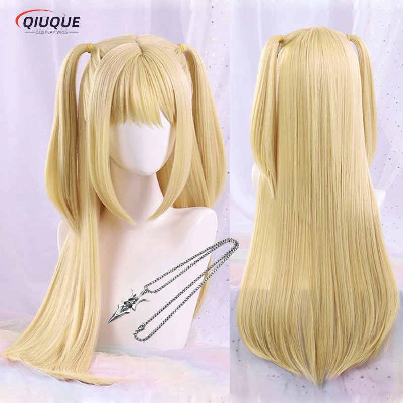 Top Trends: Anime Death Note MisaMisa Cosplay Wig Misa Amane Long Blond Double Tails Heat Resistant Hair Hallowen Party Wigs + Wig Cap Shoppable Styles