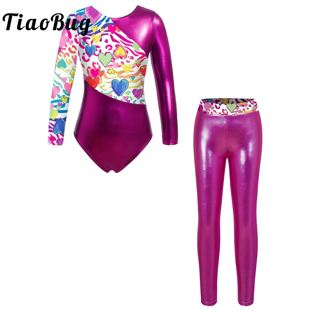 Top Trends: Ballet Dance Sets Kids Girls Cartoon Print Long Sleeve Athletic Gymnastics Leotard+ Pants Jumpsuit Leggings Unitard Outfits Shoppable Styles