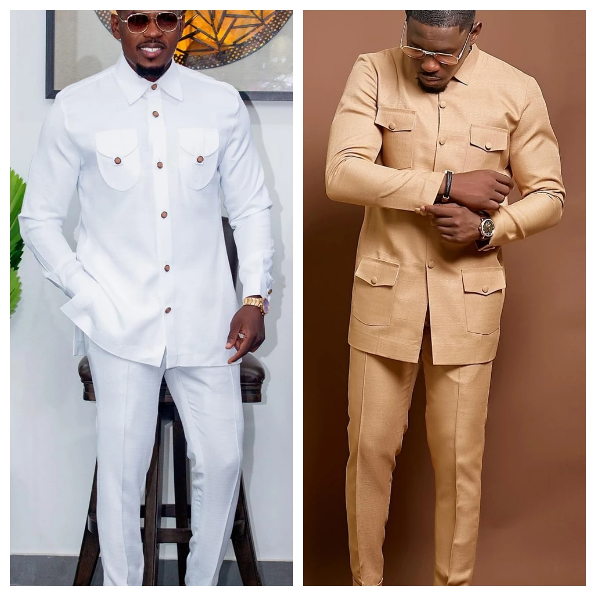 Top Trends: New Men&#039;s Wedding Dress Single-breasted Suit Two-piece Suit Shirt Solid Color Iong Sleeve Social African National Style Clothing Shoppable Styles