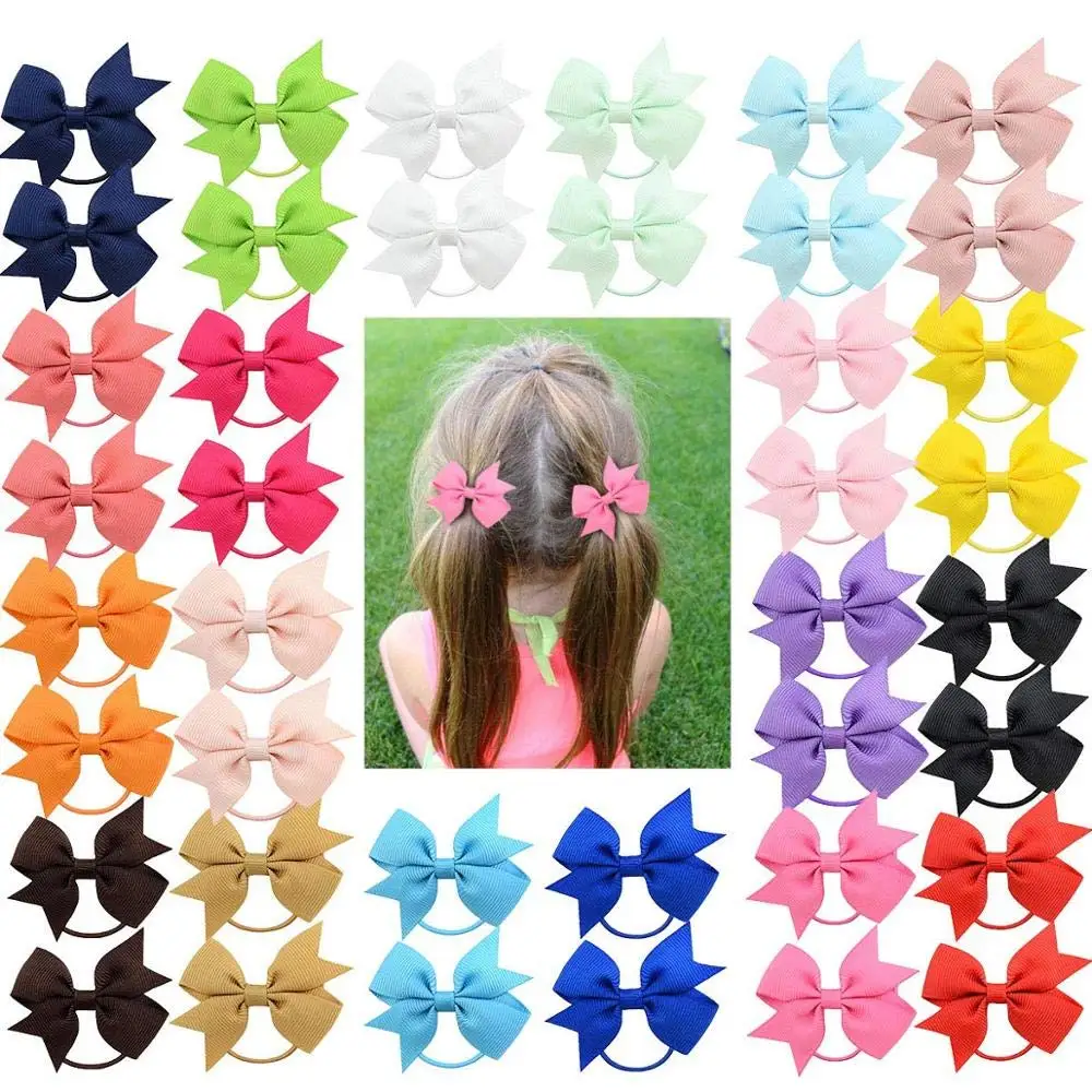 Top Trends: 40Pcs 2&quot; Grosgrain Ribbon Pigtail Hair Bows Elastic Hair Ties Hair Bands Holders Hair Accessories For Baby Girls Infants Toddler Shoppable Styles