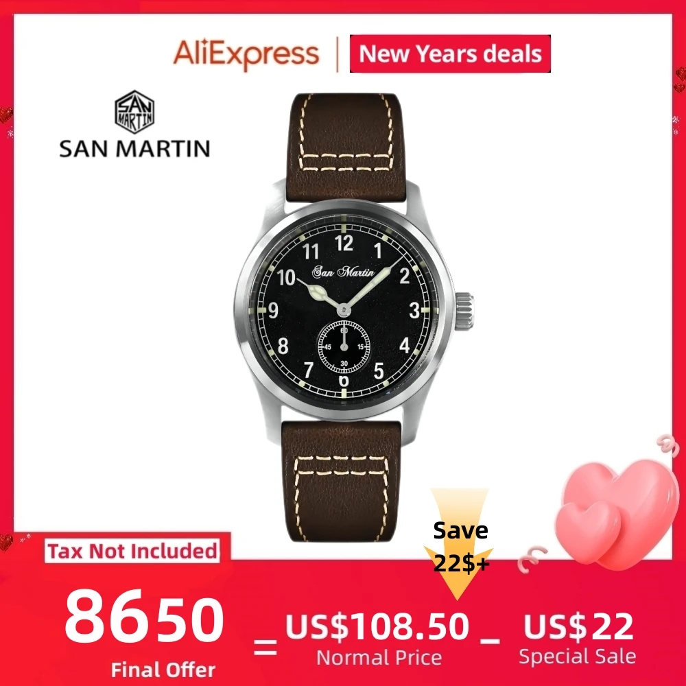 Top Trends: San Martin 37mm Men Quartz Watch RONDA 6004 / 715 Movement Simple Fashion 10Bar Pilot Men's Wrist Watches Luminous SN0034A / C Shoppable Styles