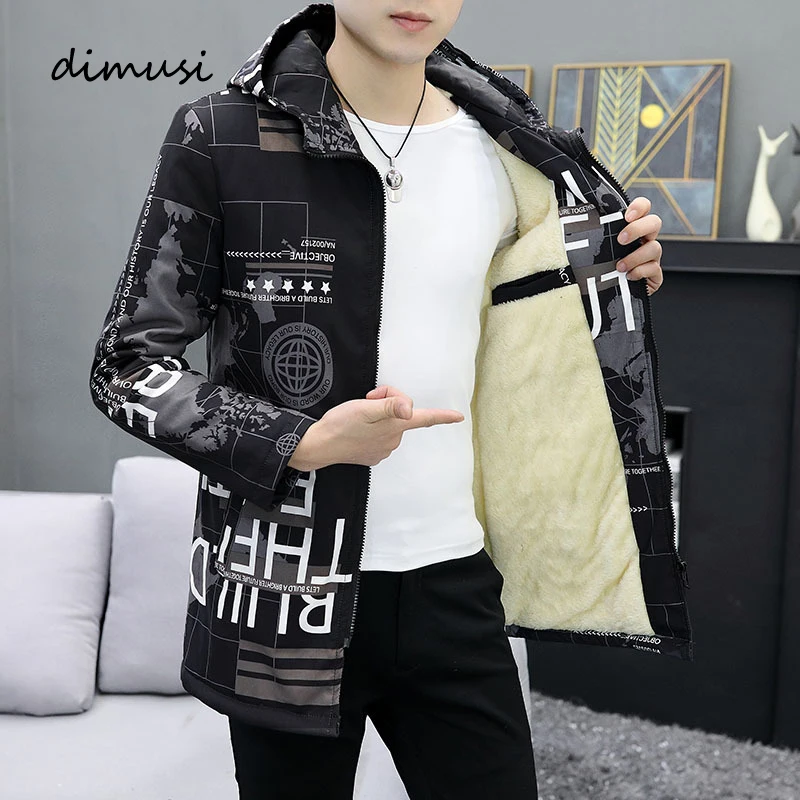 Top Trends: DIMUSI Winter Mens Bomber Zipper Jacket Man Fashion Long Fleece Warm Padded Hooded Coats Casual Windbreaker Jackets Men Clothing Shoppable Styles