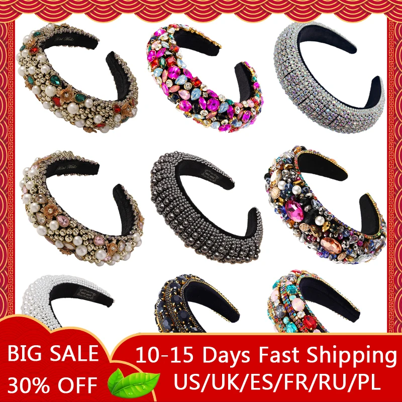 Top Trends: Luxury Full Crystal Hairbands Baroque Rhinestone Headband For Womens Padded Head Band Hair Accessories Cute Princess Headdress Shoppable Styles