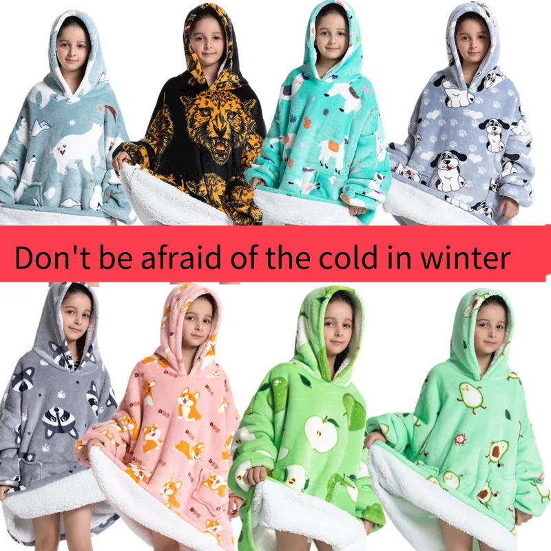 Top Trends: Oversized Wearale Blanket Hoodie Flannel Sherpa Fleece Warm Soft Winter Hoodie Sweatshirt For Kids Adults Snuggle Shoppable Styles