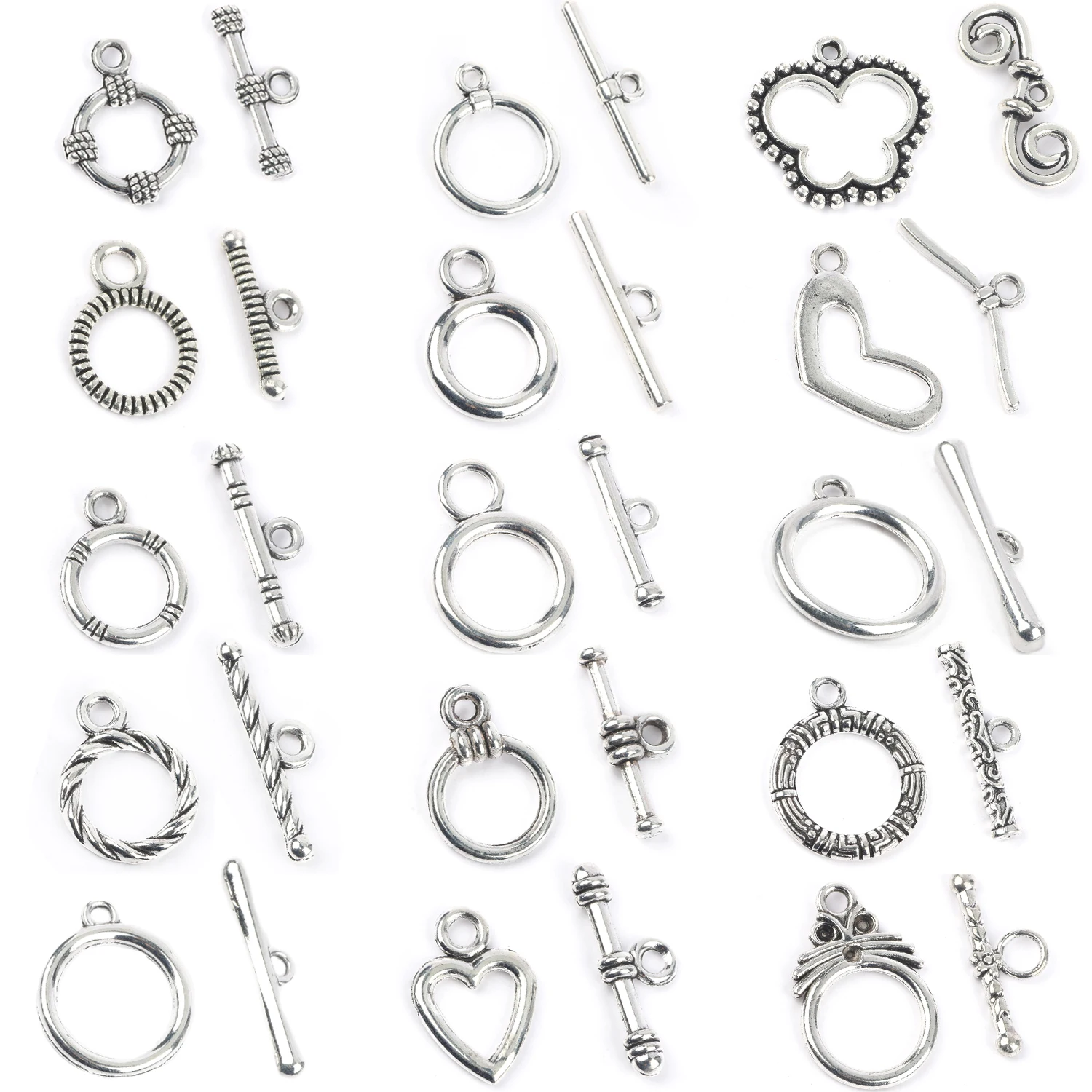 Top Trends: 20Sets Silver Color OT Clasps Connectors Bracelet Necklace Toggle Clasps Pendant Buckle For Jewelry Making Findings Accessories Shoppable Styles