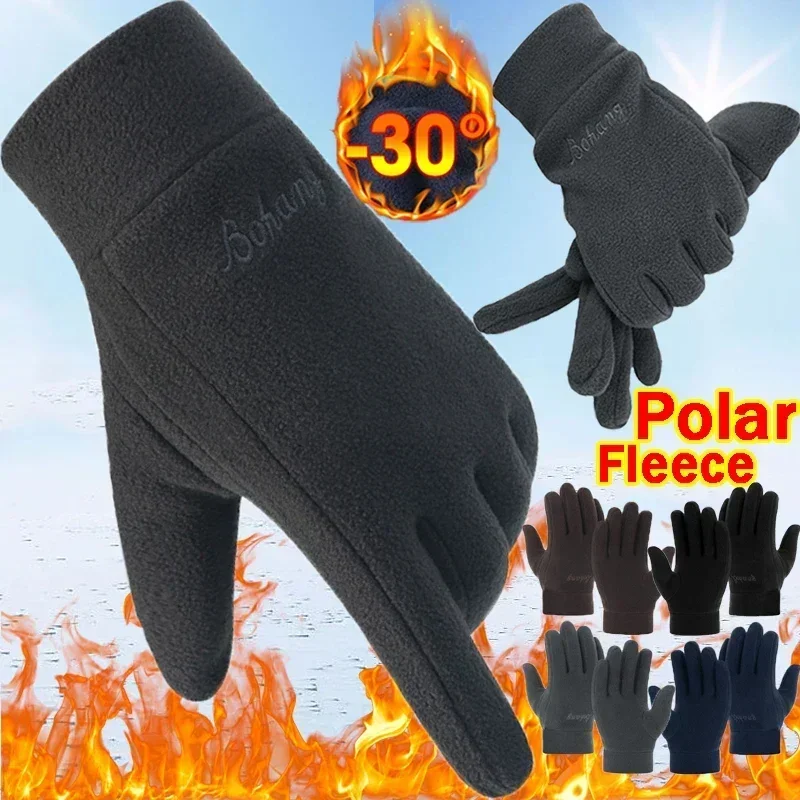 Top Trends: Men's Polar Fleece Gloves Thermal Thick Windproof Winter Warm Outdoor Ski Mittens Touchscreen Cycling Driving Snow Glove Shoppable Styles