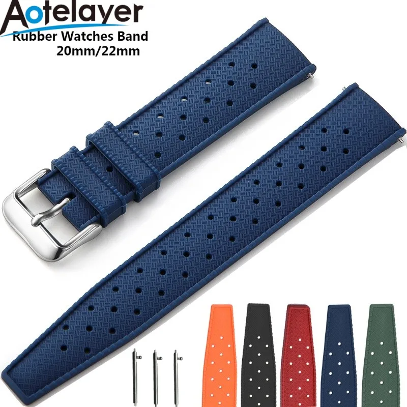 Top Trends: 20mm 22mm Quick Release New Tropical TPU Rubber Strap Flat Head Universal Watch Band Ventilate Silicone Tropic Bracelet Shoppable Styles