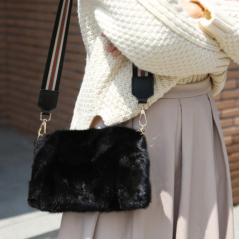 Top Trends: Women&#039;s Premium Fur Square Bag High Quality Mink Fur Casual Small Square Bag Crossbody Strap Design Simple Crossbody Bag Shoppable Styles