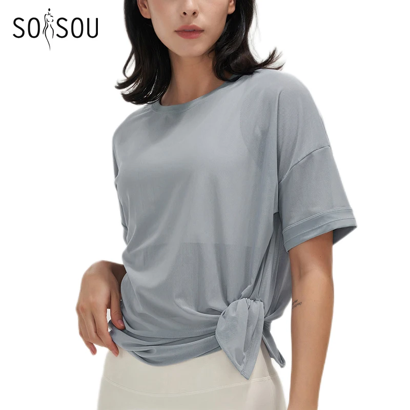 Top Trends: SOISOU Nylon Yoga Shirts Sports Women T-shirts Gym Fitness Short-Sleeved Mesh Quick-Drying Breathable Woman Sports Top Camisas Shoppable Styles