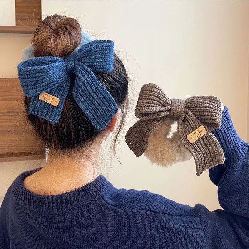 Top Trends: Knitted Woolen Big Butterfly Hair Scrunchies Headband Tie Women Ties Korean Fashion Headwear Elastic Bands Accessories Shoppable Styles