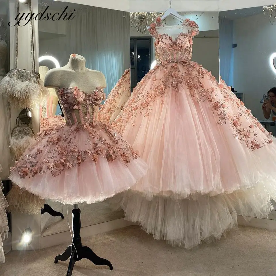 Top Trends: Princess Sweetheart Quinceanera Dresses 2023 Pink 15 Birthday Party Gown Pageant Tulle Lace Crystal Beading Appliques Prom Dress Shoppable Styles