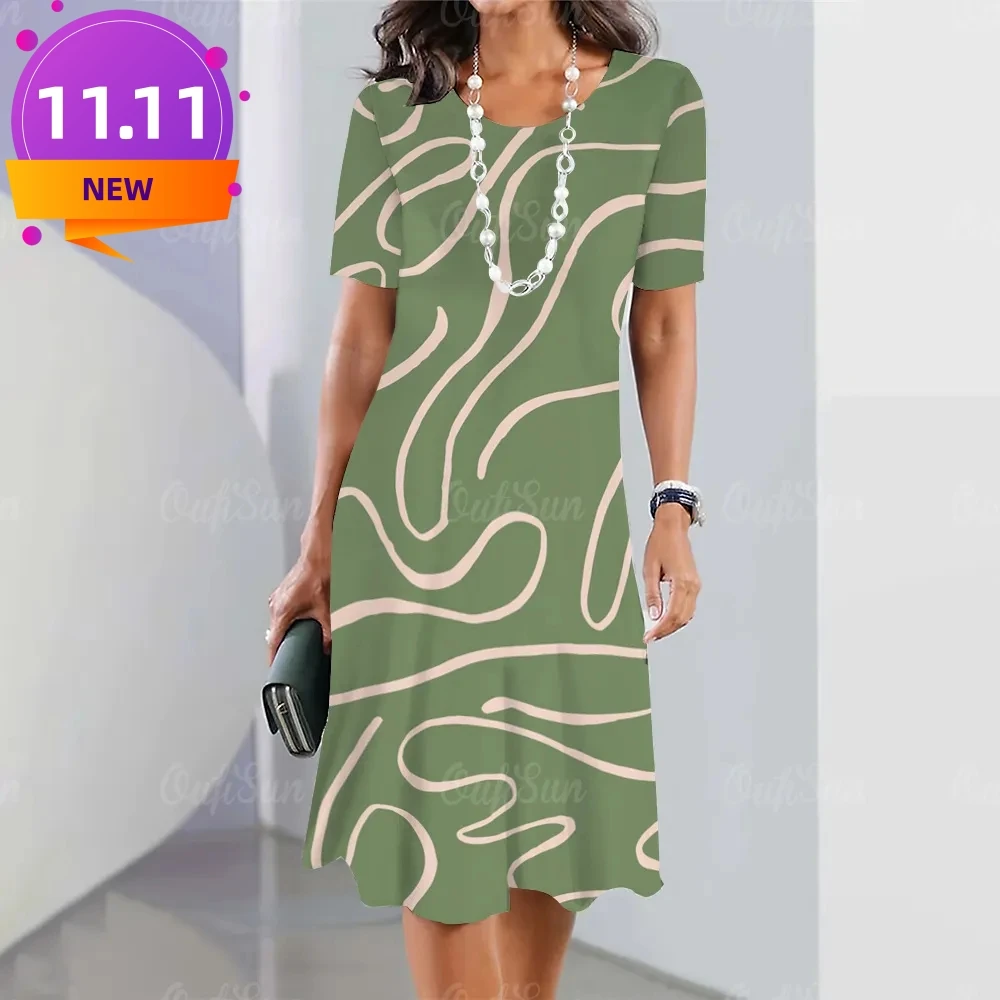 Top Trends: New Women&#039;s Dresses Gradient Print Elegant Casual O Neck Short Sleeve Summer Dresses Fashion Women&#039;s Plus Size Clothing Vestidos Shoppable Styles