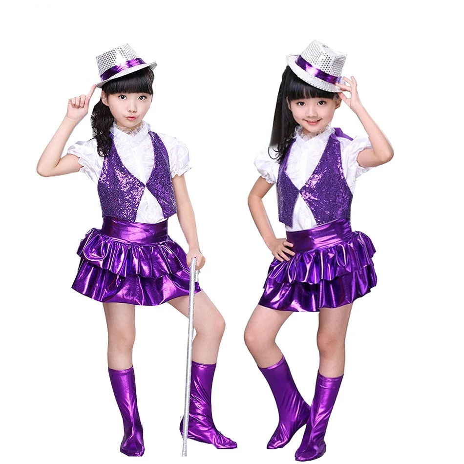 Top Trends: New Children Guitar Jazz Dress Dance Performance Sequins Costumes For Singers Stage Dance Skirt Modern Dancewear For Kid Shoppable Styles