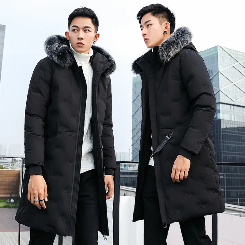 Top Trends: New Male Korean Version Thickened Medium Long Slim Fake Fur Collar Cotton-padded Coat Trend Coat Men's Wear Shoppable Styles